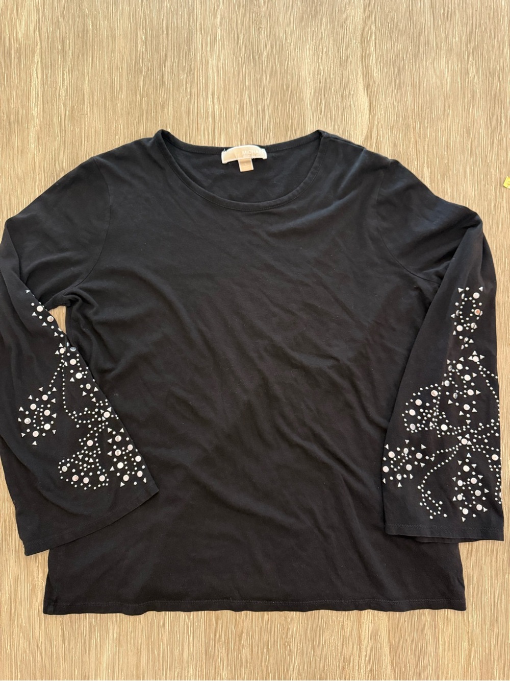 Michael Kors Black Studded Sleeve Top Embellished Womens large